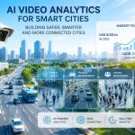 AI video analytics platform monitoring traffic, pedestrians and public safety across a smart city environment