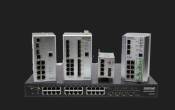 Comnet industrial IEEE 802.3bt Ethernet switches with 90W PoE for critical infrastructure and industrial networking.