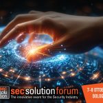 Promotional image for secsolutionforum 2026 at BolognaFiere, showcasing AI, physical security and cybersecurity technologies.