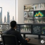 Security operations center using AI-powered video surveillance and analytics in Saudi Arabia.