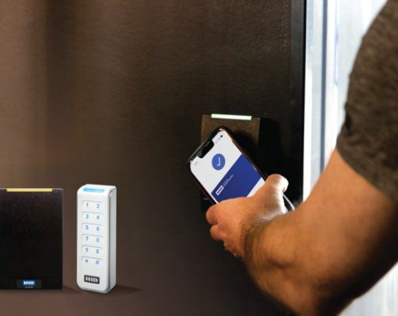 HID Mobile Access app used with a mobile-ready access control reader supporting Seos digital credentials