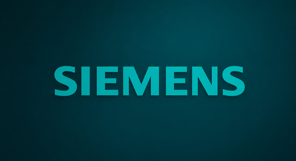 Siemens logo illustrating the company's €300 million investment in switchgear production for AI data centres