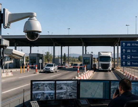 AI-powered border security checkpoint with CCTV surveillance