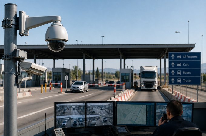 AI-powered border security checkpoint with CCTV surveillance