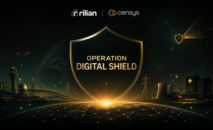 Illustration of Censys and Rilian Operation Digital Shield cybersecurity initiative in the UAE