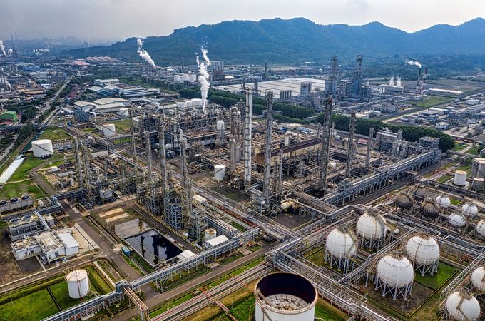 Oil refinery illustrating cybersecurity risks across energy infrastructure