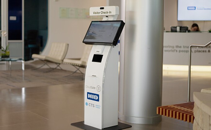 HID, Soloinsight and CTS self-service visitor check-in kiosk