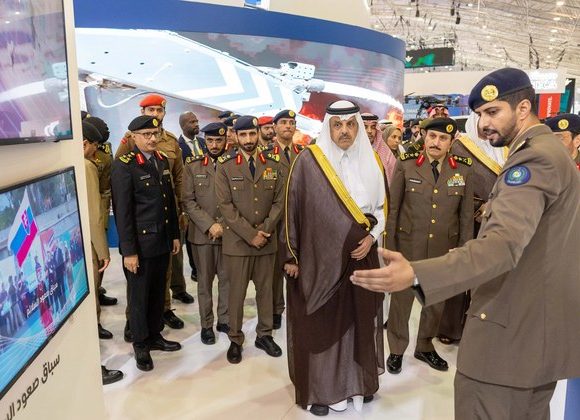 Saudi security officials visiting an exhibition stand at Intersec Saudi Arabia