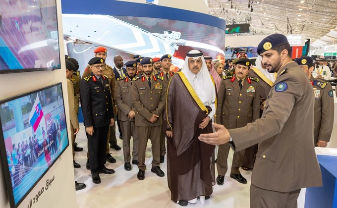 Saudi security officials visiting an exhibition stand at Intersec Saudi Arabia