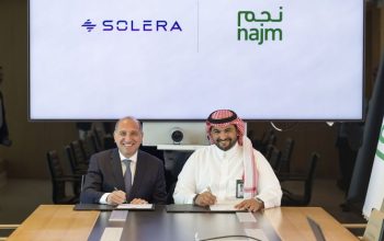 Salman Al-Suhaibani of Najm and Fernando Pernigo of Solera sign AI claims partnership in Saudi Arabia
