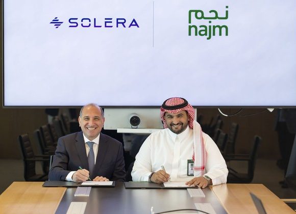 Salman Al-Suhaibani of Najm and Fernando Pernigo of Solera sign AI claims partnership in Saudi Arabia