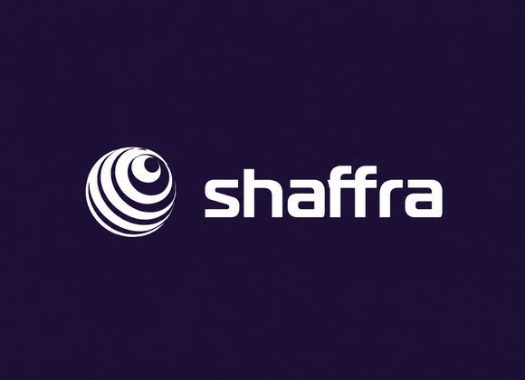 Shaffra logo on purple background