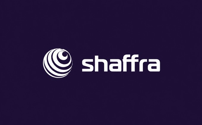 Shaffra logo on purple background