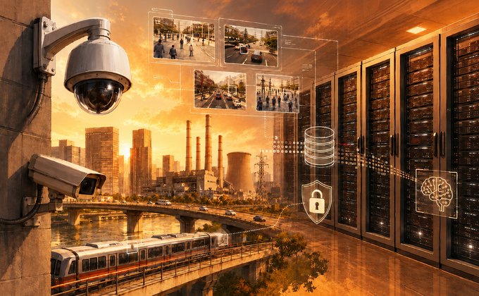 Video surveillance cameras connected to data center storage infrastructure in a smart city environment