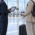 Dubai airport officer using mobile biometric passport control