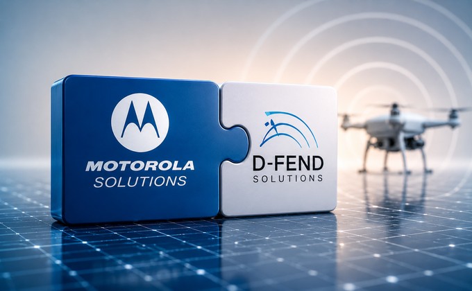 Motorola Solutions and D-Fend Solutions acquisition illustration with drone